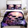 3pcs Skull Flowers Duvet Cover Set, Cover For Bedroom Guest Room (1 Duvet Cover + 2 Pillowcase, Without Quilt),  yy250922193