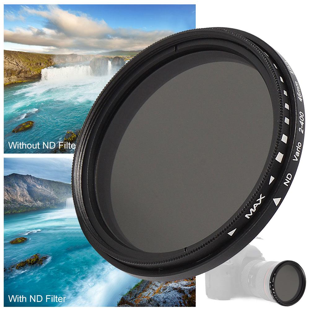 Junestar ND Lens Filter Neutral Density ND2‑400 Adjustable for SLr Mirrorless Camera Lenses(46mm )