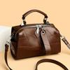 Autumn Winter New Retro Splicing Lady Handbags High-end PU Large Capacity Shoulder Bag Fashion Casual Argyle Messenger Bag Middle-aged Mother Tote Bag