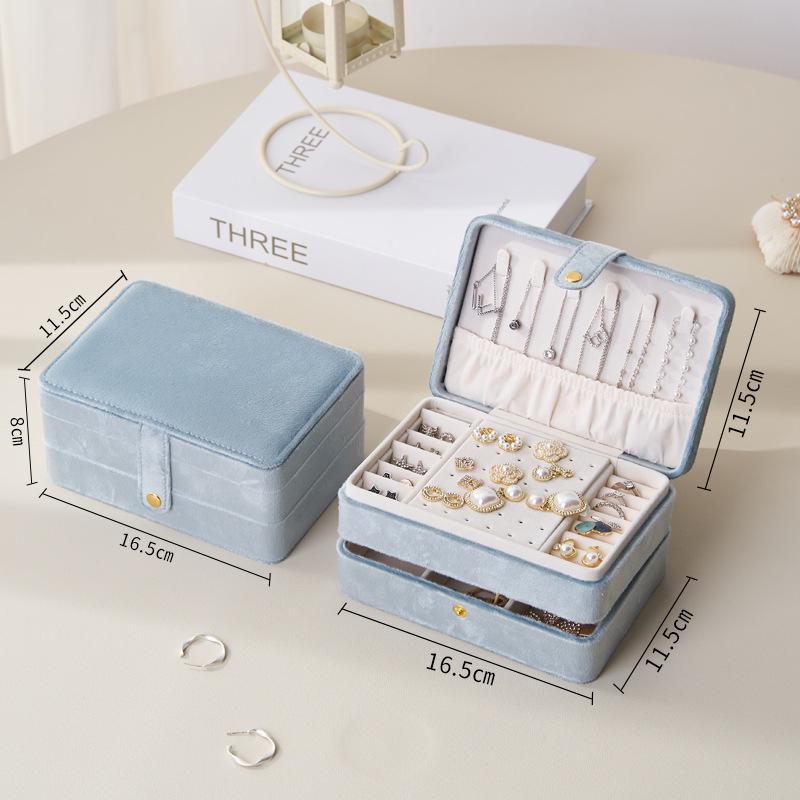 

Flannel Multi-layer Jewelry Box Earrings Earrings Necklace Ring Jewelry Storage Box Portable Jewelry Box 16.5*11.5*8cm серый