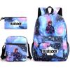 3 Piece School Backpack Set for Students Large Capacity Oxford Cloth Schoolbag with Shoulder Strap and Pencil Case