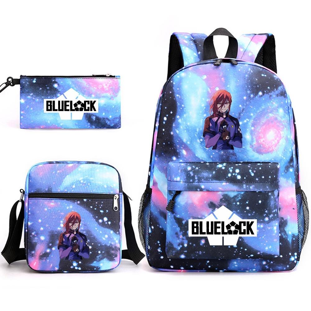 3 Piece School Backpack Set for Students Large Capacity Oxford Cloth Schoolbag with Shoulder Strap and Pencil Case