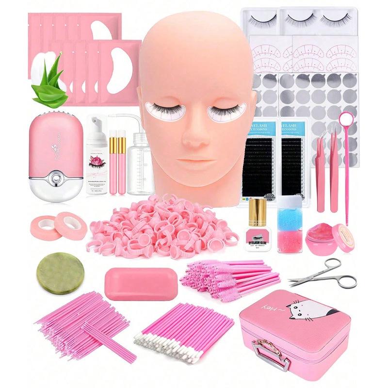 

Pro Eyelash Extension Kit: Mannequin Head, Fan, 0.07D Curl Mix, More