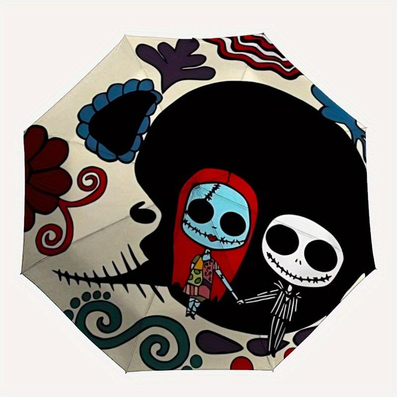 1pc Jack Skellington and Sally 8-Rib Automatic Folding Umbrella, Portable & Foldable, Casual Outdoor Use,  Outdoor Umbrella y250726023