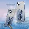 For iPhone 15 Case Lovely Rabbit Pull-out Kickstand Anti-drop Phone Cover