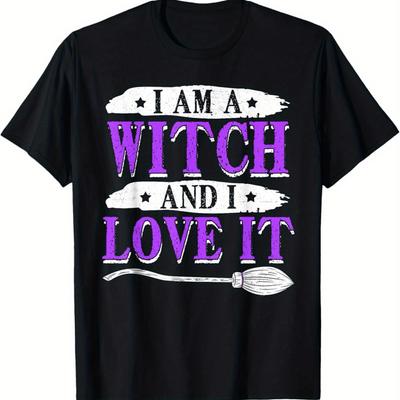 MenS Im A Witch and I Love It Halloween TShirt  Black with Purple  White Print Short Sleeve Casual Round Neck Tee