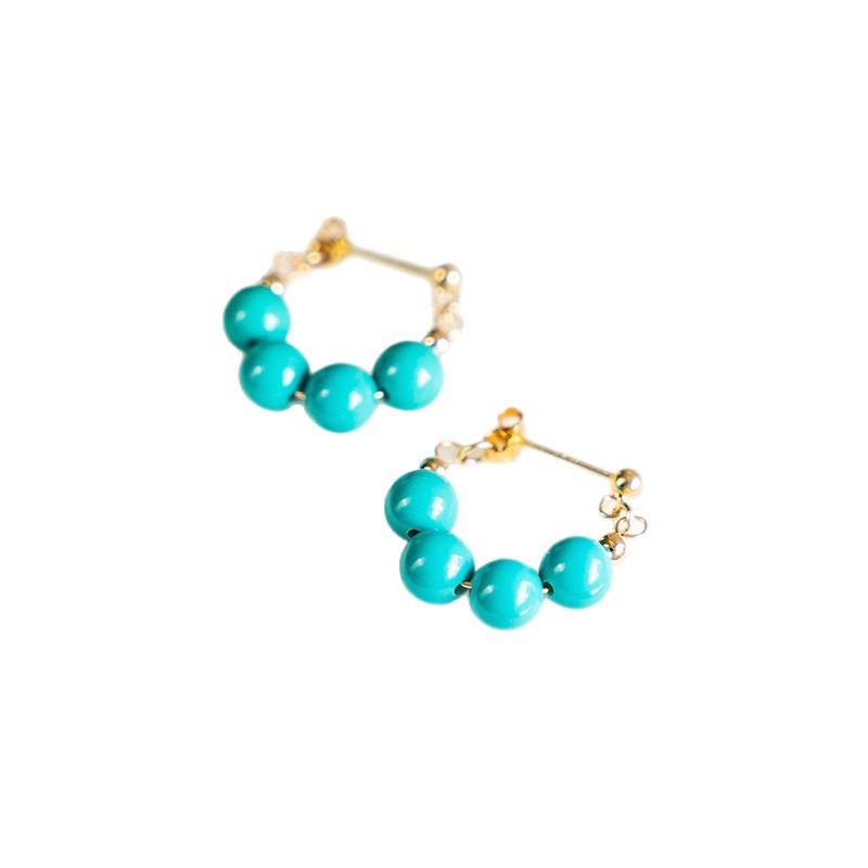 Vintage Turquoise Stud Earrings for Women In National Style