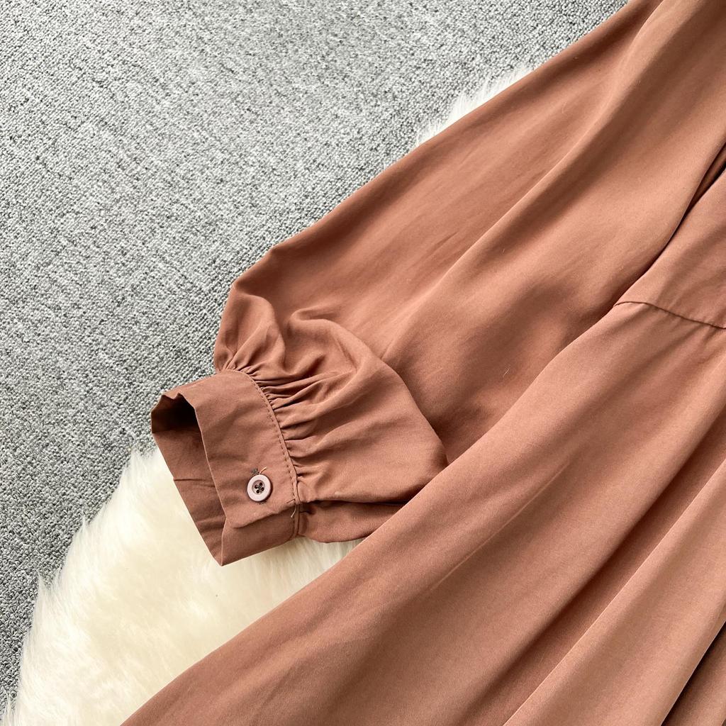 Boho Oversized Dress Women Haft Nadruk Latarnia Rękaw Dekolt w Serek Sukienki Damskie Luźny Krój Panie Vestidos Mujer