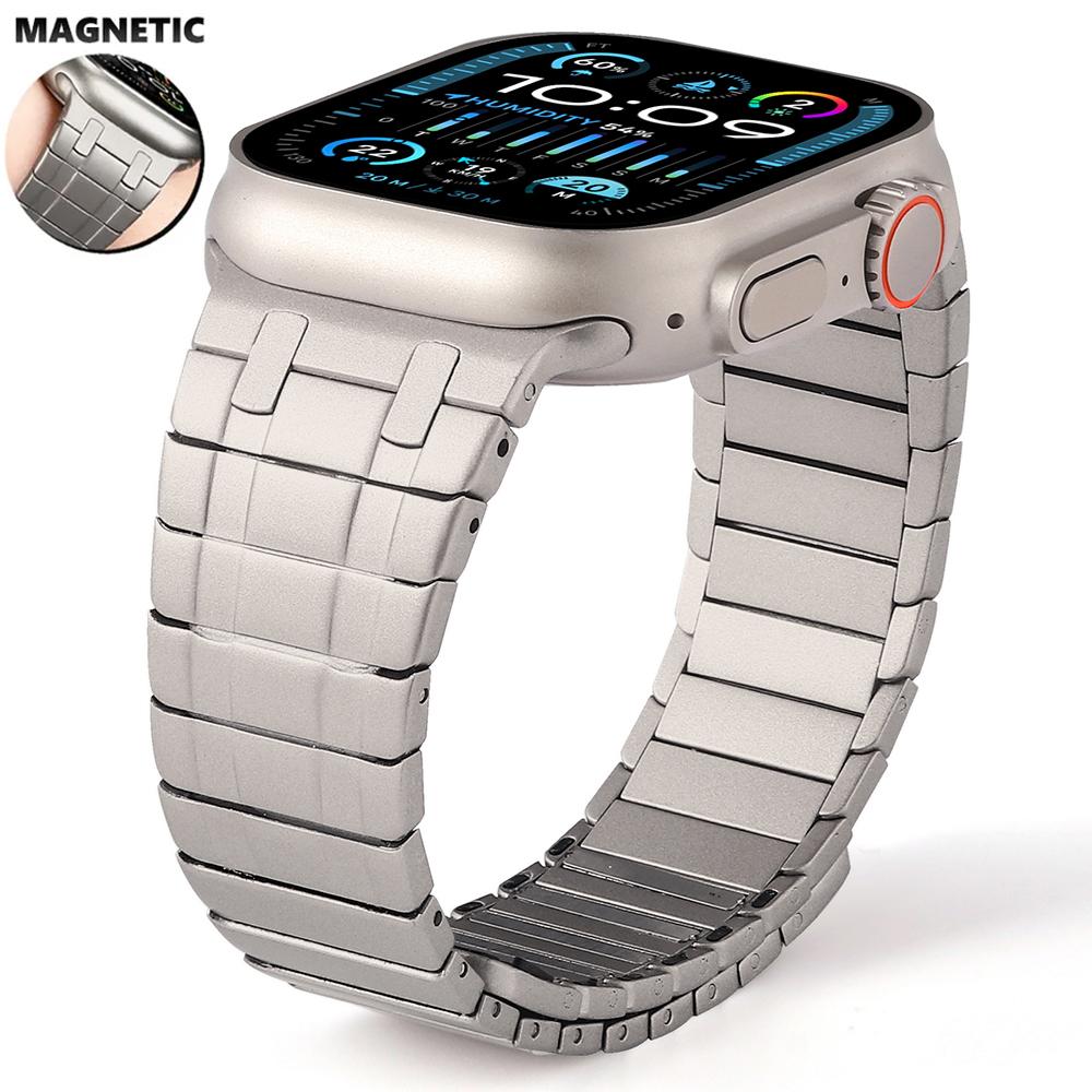 Magnetic Stainless Steel Strap for Apple Watch Ultra 2/1 49mm 10 9 8 7 45mm 46mm Luxury Men Band For IWatch Series 6 5 4 Se 44mm