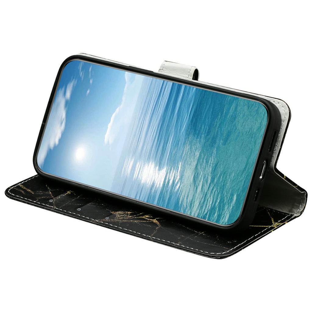 For iPhone 17 Air Stand Case Marble Painted Folio Flip Leather Wallet Phone Cover