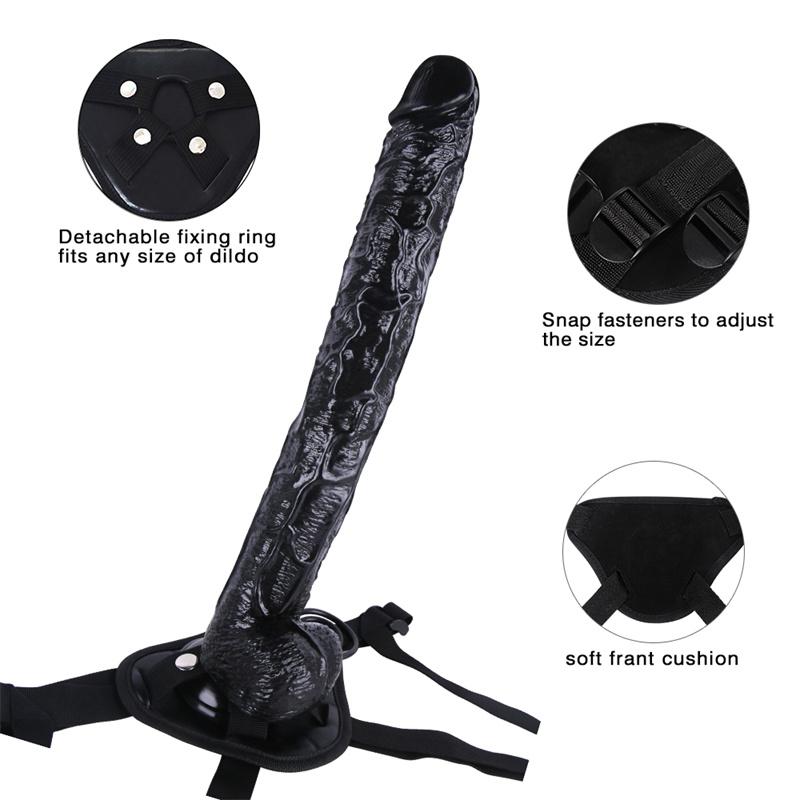 Black 3 Ring 35cm Super Long Big Mac Bigger Long Thick Simulation Penis Big Penis Adult Products