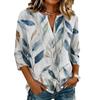 Blouse Vintage pour Femme à Imprimé Floral, Col Rond, Manches Trois-Quarts, Haut Décontracté en Coton et Lin