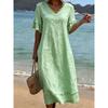 BITCED Fashion Summer Spring  Solid Color Print V-Neck Short Sleeve Casual Dresses