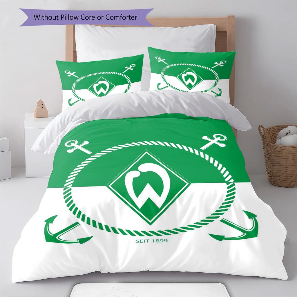 SV Werder Bremen Pattern Bedding Set Quilt Cover Pillowcase Home Decor Gift (1 * Duvet Cover + 2 * Pillowcase, Without Core)