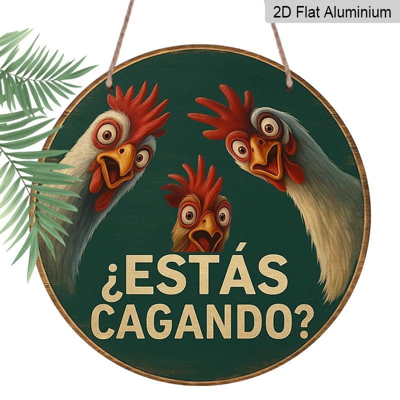 

2D Flat - 1pc, 7.87X7.87 Inch Round Aluminum Sign, Vintage Aluminum Plaque about Do You Poop , Funny Chicken Themed Decorative Sign, Suitable for 1pc