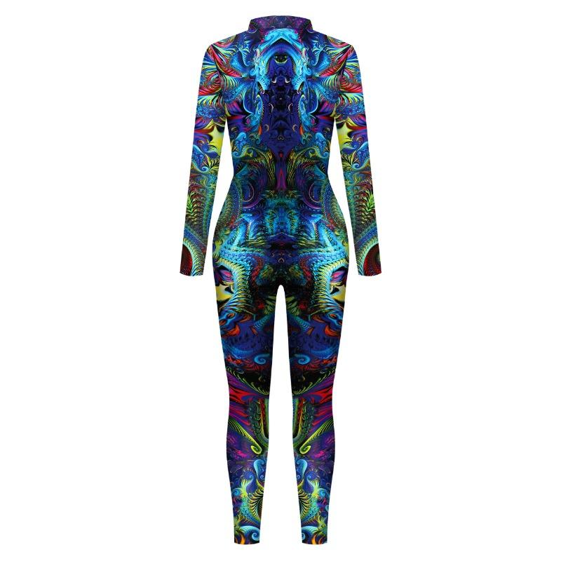 Machine Zentai Men For Bodysuit Trippy Costume Front Zipper Jumpsuit Skinny Cosplay Catsuit Elastic Rave Festival Suit