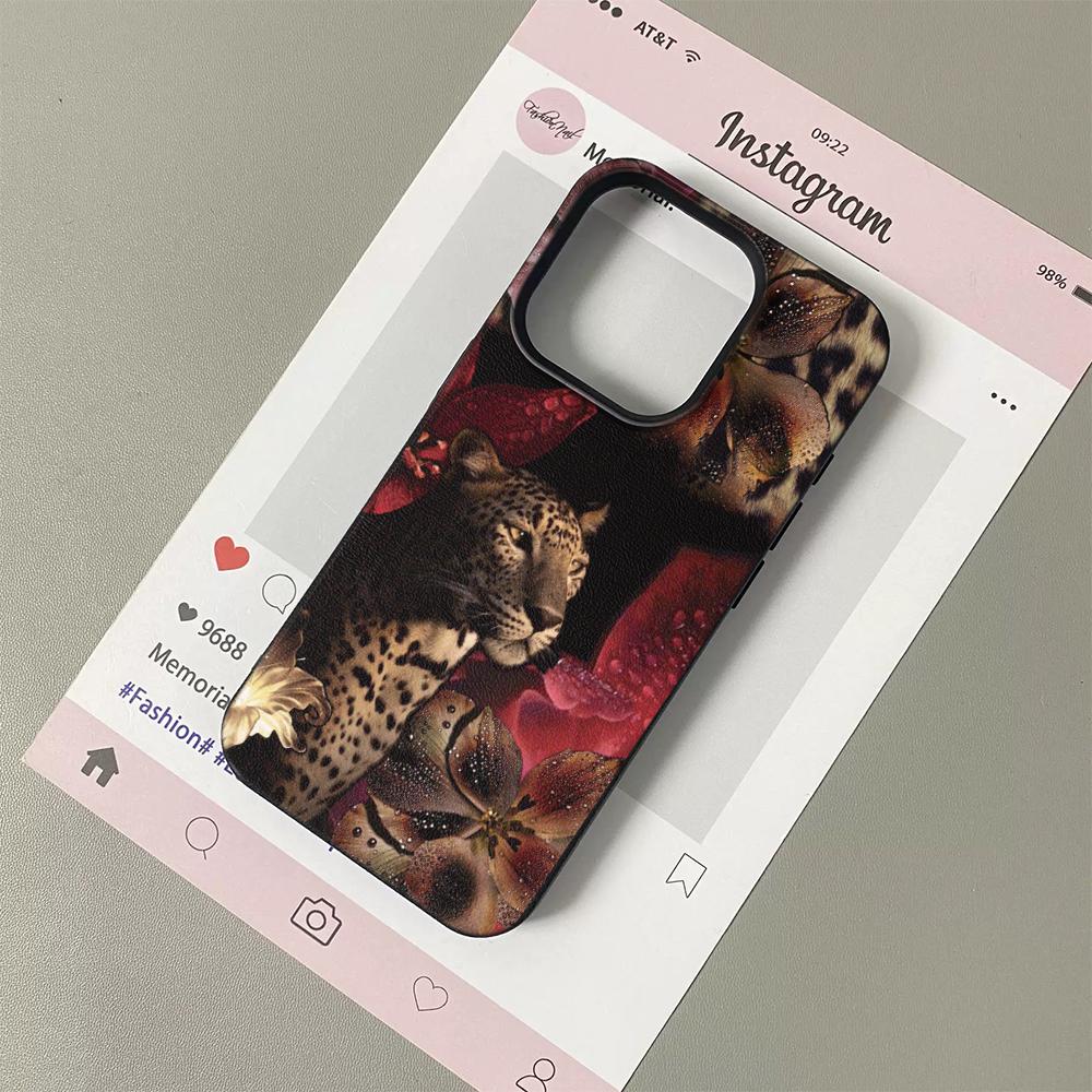 Bloemstruik Cheetah Telefoonhoesje Geschikt Voor IPhone 17 Pro Max Air 16 15 Plus 14 13 12 11 Hoesje Cover Funda Voor IPhone 16 Plus