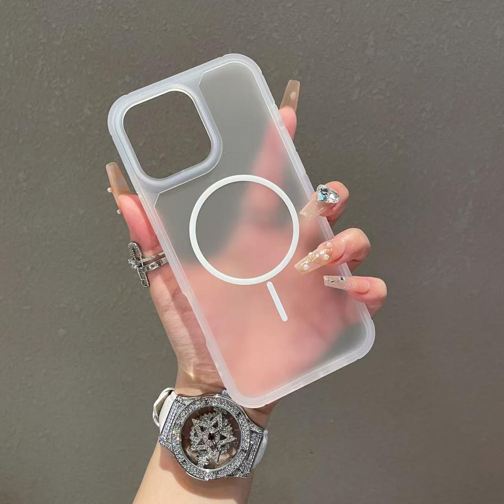 Luxury matte clear shockproof protective cover for iPhone 16 15 14 13 12 11 Pro Max Plus Magsafe magnetic wireless charging case