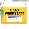 2D Flat, 1pc Vintage Metal Sign Opas Werkstatt (Grandpa'S Workshop) - Retro German Wall Decor, Multifunctional Craftsman Gift for Father'S Day and