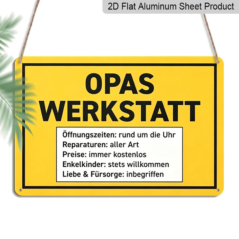 2D Flat, 1pc Vintage Metal Sign Opas Werkstatt (Grandpa'S Workshop) - Retro German Wall Decor, Multifunctional Craftsman Gift for Father'S Day and