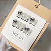Luxury Handmade Bowknot Cat-Eye Black Gel Nail Tips