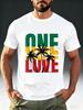Men'S Fashion T-Shirt Featuring a 'ONE LOVE Reggae' Theme Print