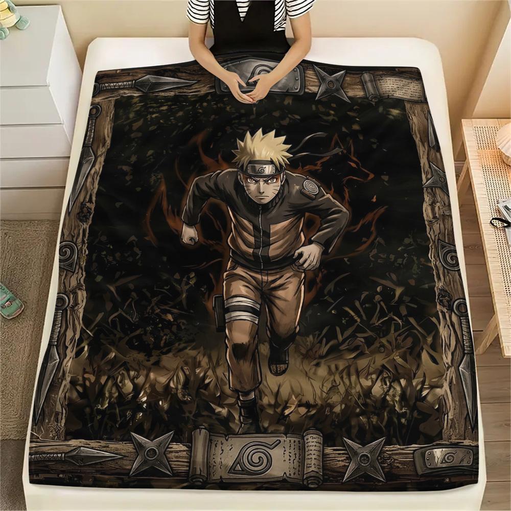 1PC Naruto Fire Determination Patterned Flannel Blanket Suitable For All Seasons For Home Decor Warmth And Comfort Gifts Holiday Present
