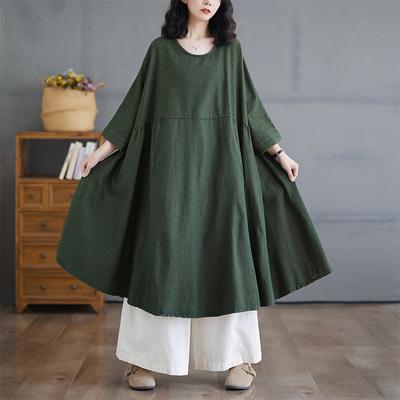 DIMANAF Plus Size 2024 Autumn Women Denim Long Sleeve Dress Casual Vintage Loose Oversized Denim Dress Basic