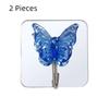2PCS Waterproof Crystal Glass Butterfly Hooks Decorative Wall Hooks Bathroom Hook  for Living Room