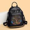 Printed Large Capacity Backpack Women's Retro PU Backpack