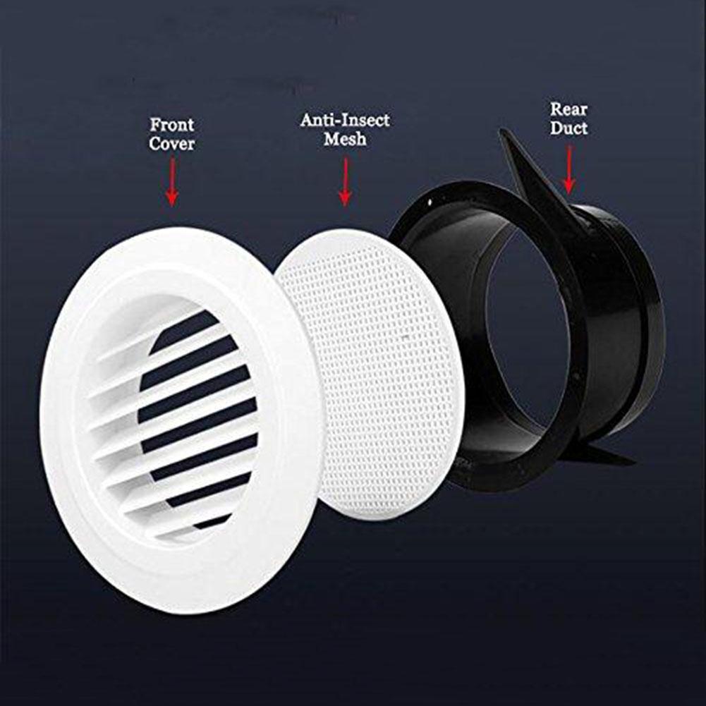 Plastic Round Air Exhaust Vent Grille Cover Wall Ventilation Inlet Outlet Eco friendly ABS Plastic Construction