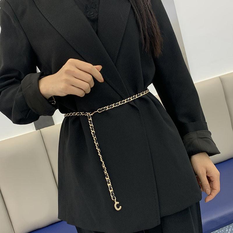 Elegant Women's Waist Chain Fashionable Gold Metal Woven Waist Belt For Dresses
