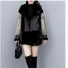 Damen Stilvoller Lockerer Gespleißter Kunstpelzmantel Kurze Lederjacke Warme Winteroberbekleidung