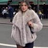 Winter Large Lapel Fur Jacket Women's Imitation Fox Fur Temperament Celebrity Style Faux Fur Jacket