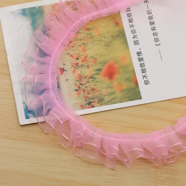 Multicolor Pleated Organza Lace Ribbon Gathered Mesh Fabric Handmade DIY Wedding Dress Lace Trim Sewing Craft christmas ribbons