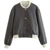 Ladies' Contrasting Color Fashionable Long Sleeved Button Down Jacket Jacket