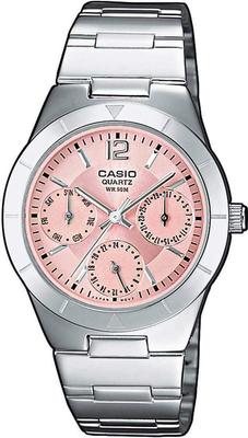 LTP-2069D-4AVEG Women's Dress Analog Quartz Watch Pink Dial Silver Stainless Steel Bracelet