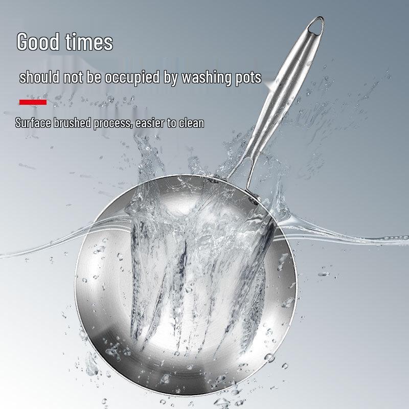 Manulife 304 Stainless Steel Flat-Bottom Wok for Induction & Gas Stoves