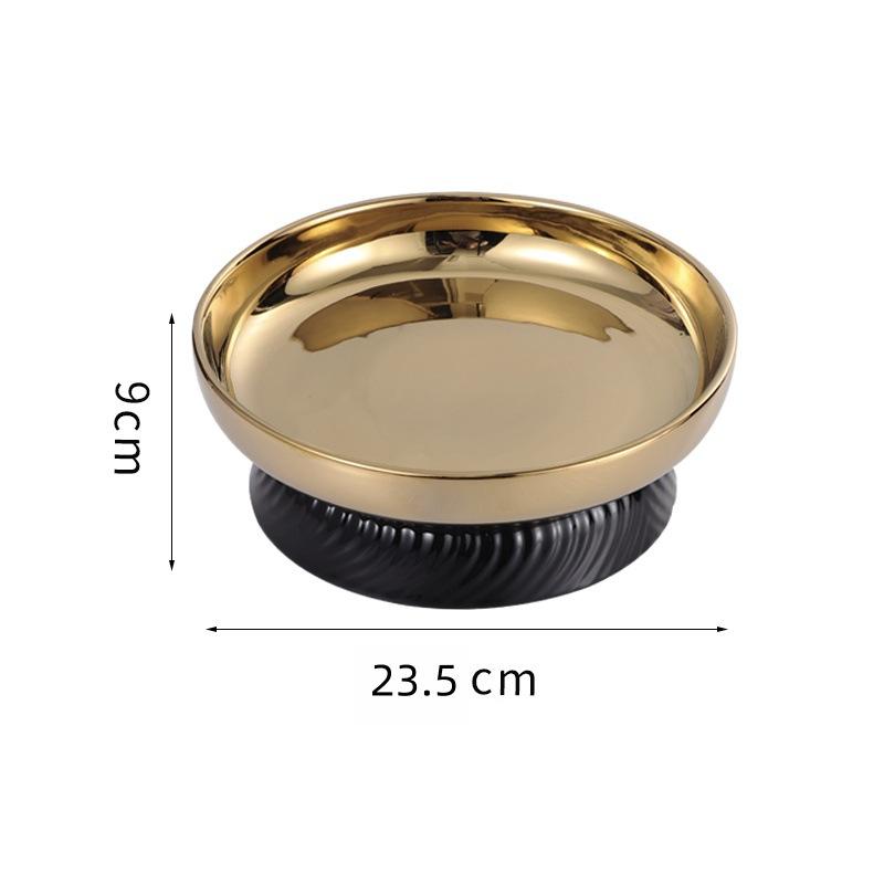 

Black and Gold High-legged Tray Wavy-striped Fruit Plate Desktop Storage Container Trays Decorative Kitchen Organization