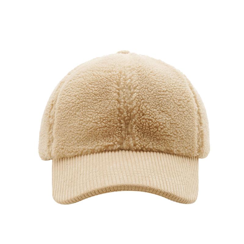 Versatile solid color Korean teddy wool lamb wool baseball cap children winter casual warm cap trendy man