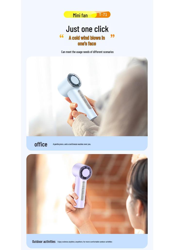 T71 Turbo High-Speed Digital Display Handheld Fan with USB Charging