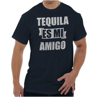 Funny Drinking Humor Tequila Es Mi Amigo Womens or Mens Crewneck T Shirt Tee