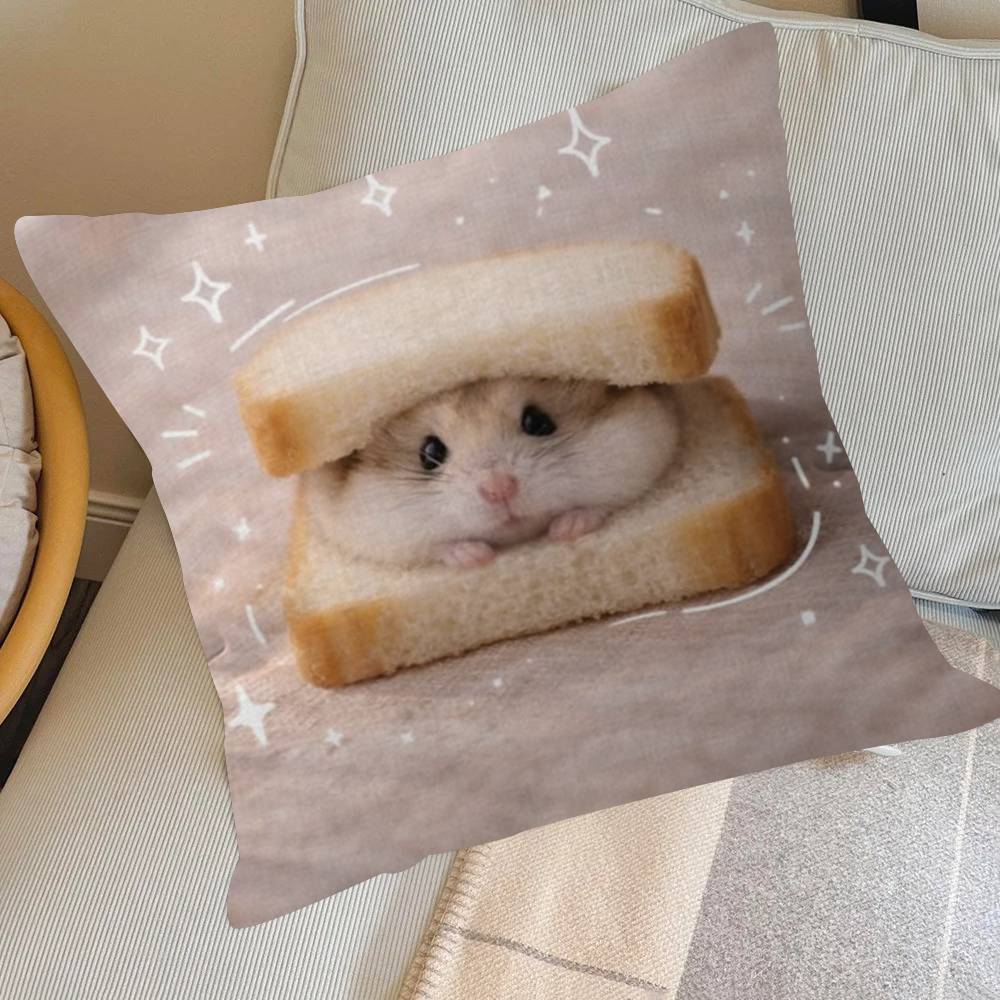 Funny Sad Hamster Emoticon   Pillow Cover for Bedroom Room and Living Room Sofa Decorative Cushion Cover