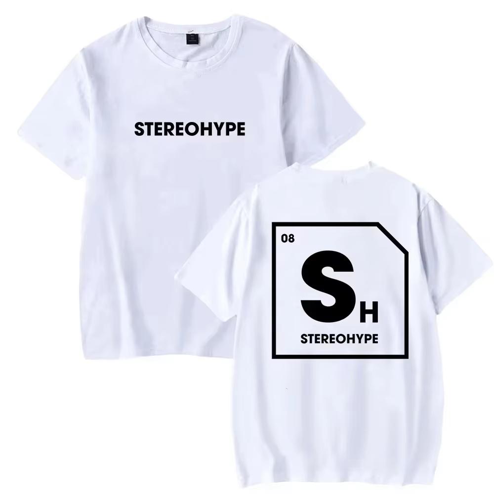 Stereohype Sh Front Back Square Logo Cotton Tshirt Unisex Unisex Soft Short Sleeve Unisex Casual Daily Streetwear Basic Tops