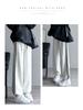 Women's High-Waist Gray & White Striped Jogger Sweatpants - Small, Casual & Loose Fit, Ideal for Autumn/Winter.