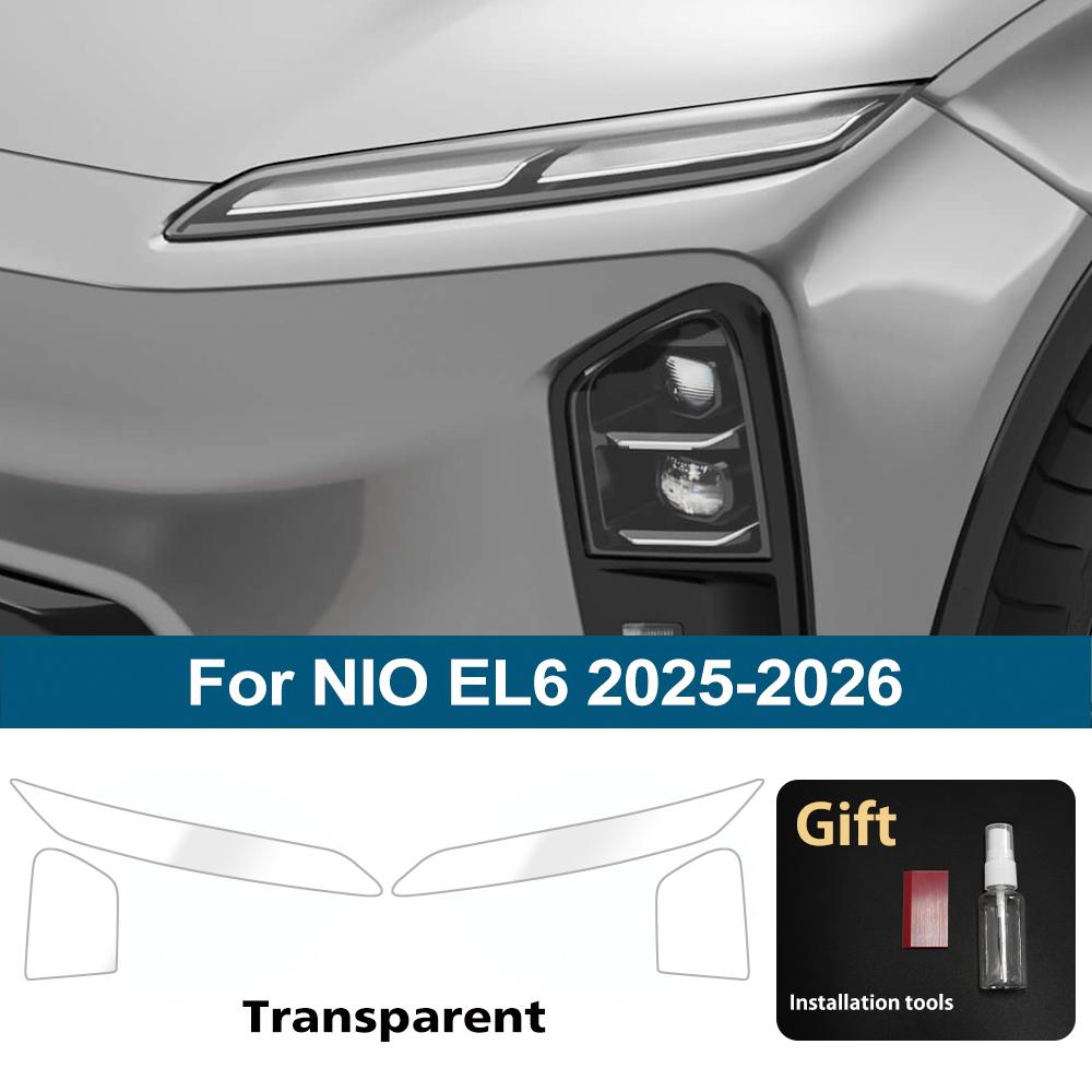 For NIO EL6 2023-2026 Smoke Black High-Gloss Pre-Cut TPU Car Headlight Protective Film PPF Anti-Scratch Vinyl Wrap Cover Film