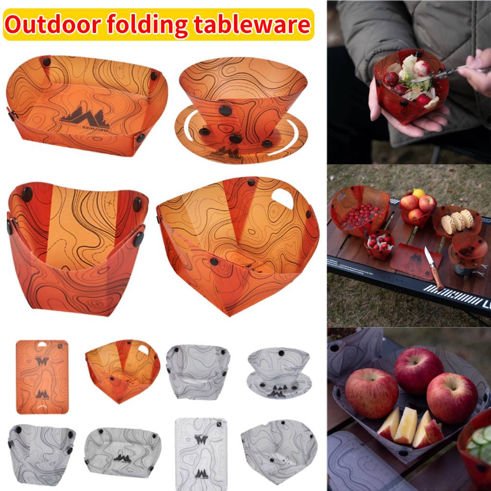 Outdoor Lightweight Folding Tableware Portable Bowl Dinner Plate Coffee Filter Funnel Water Cup Multi-purpose Camping Tableware