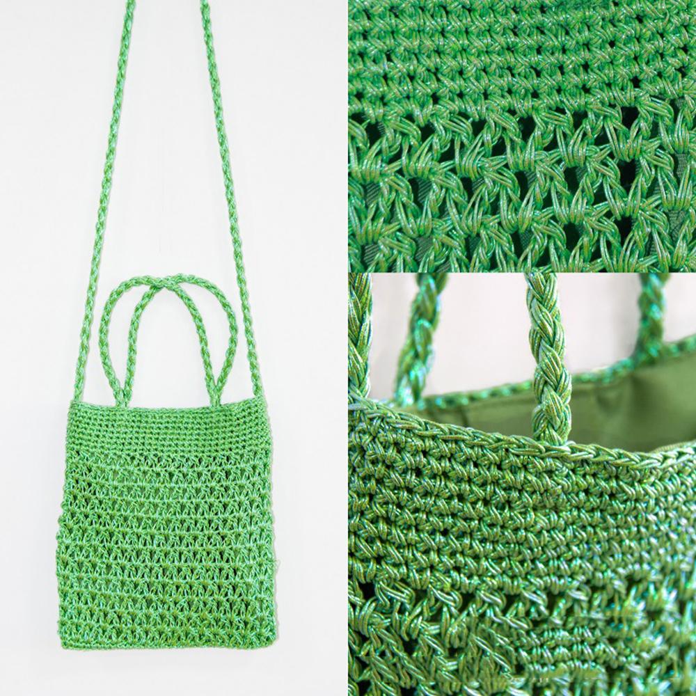 Fashion Silver Tote Women Handbags Hollow Crochet Shoulder Bag  Metical Yarn Knitting Crossbody Bags for Women Shopper Purses