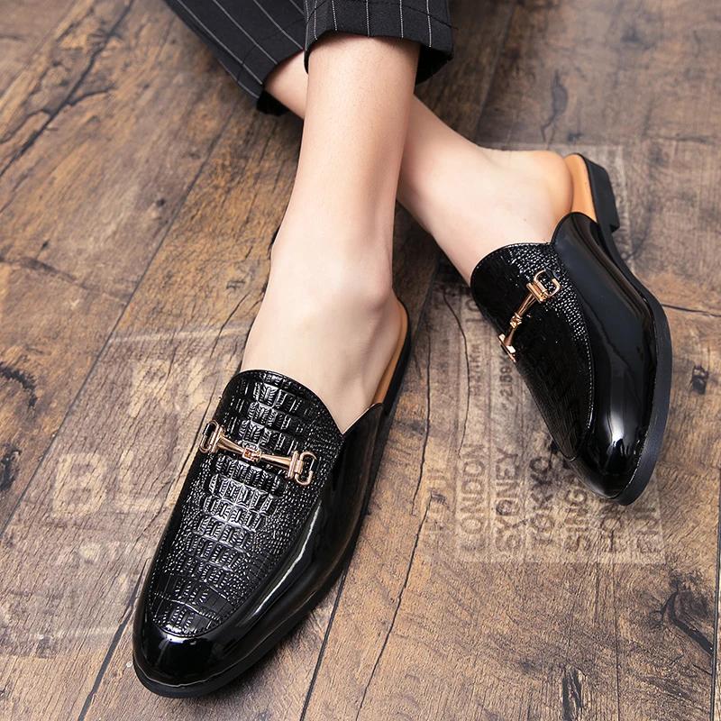 Designer Summer Men's Semi-slip Sandals, Men's Casual Fashion, Leather Semi-shoes, Men's Loafers, Slip-on Flats, Driving Shoes