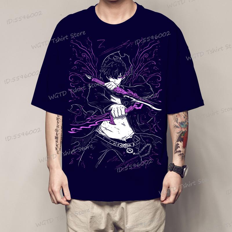 Solo Leveling T-Shirt Sung Jinwoo New Anime Manga Black Shirt Tee All Size Pro Choice Graphic T Shirts Oversized Vintage CLOTHES